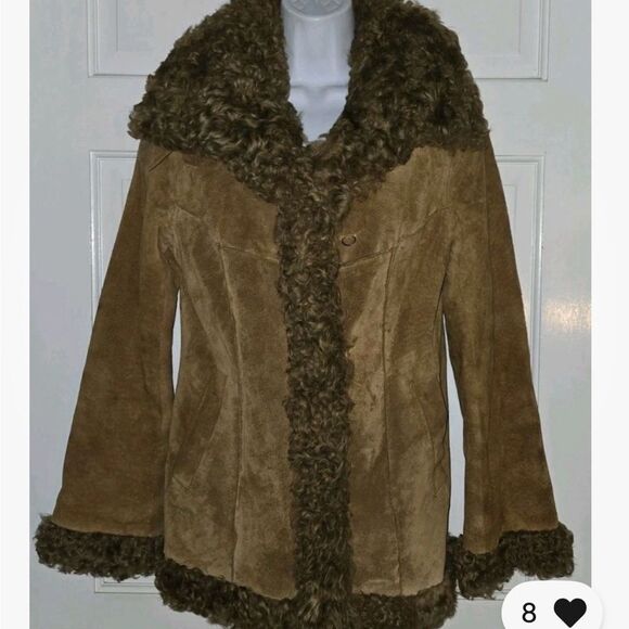 Rare Suede and Fur Jacket ASO Lorelai Gilmore Girls Brown Camel RARE Y2K Large - Picture 3 of 3